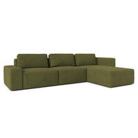 ECKSOFA L Form Arkleton Grün 360/180/93 cm Rechts Bequem & Modern - Schwarz/Olivgrün, Kunststoff/Textil (360/180cm) - AX Living