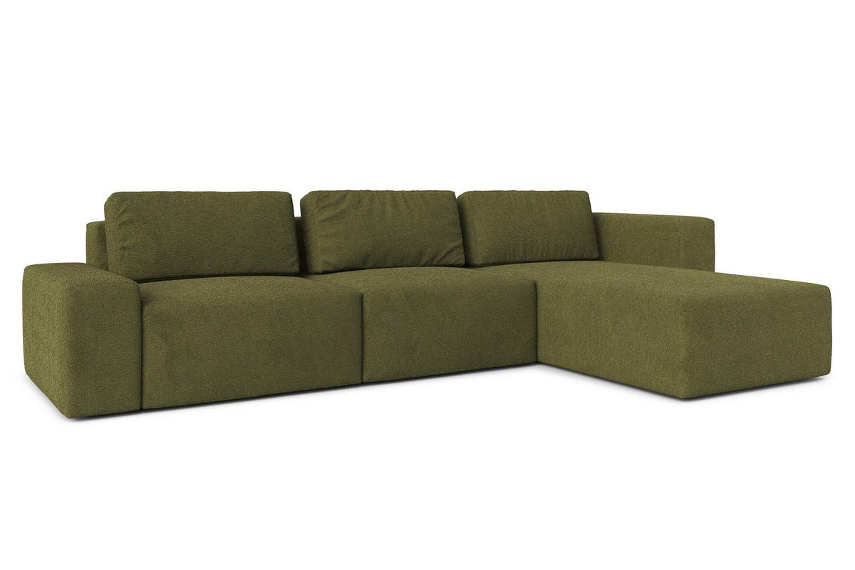 ECKSOFA L Form Arkleton Grün 360/180/93 cm Rechts Bequem & Modern - Schwarz/Olivgrün, Kunststoff/Textil (360/180cm) - AX Living