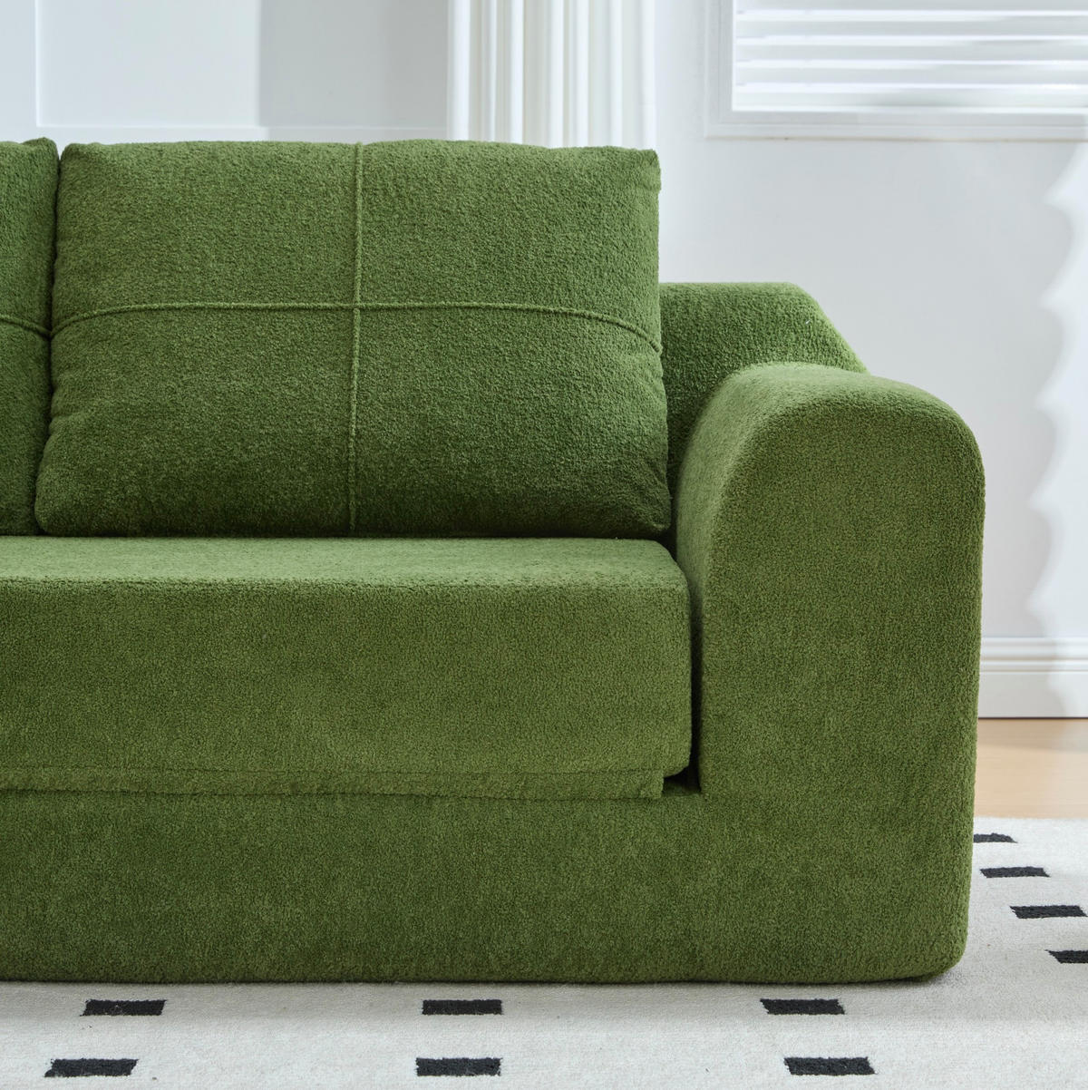 SCHLAFSOFA 179/95/79 cm 2-in-1 klappbar aus Stoff mit Armlehnen, Armeegrün - Grün, Textil (178/61.5/96cm) - Redom