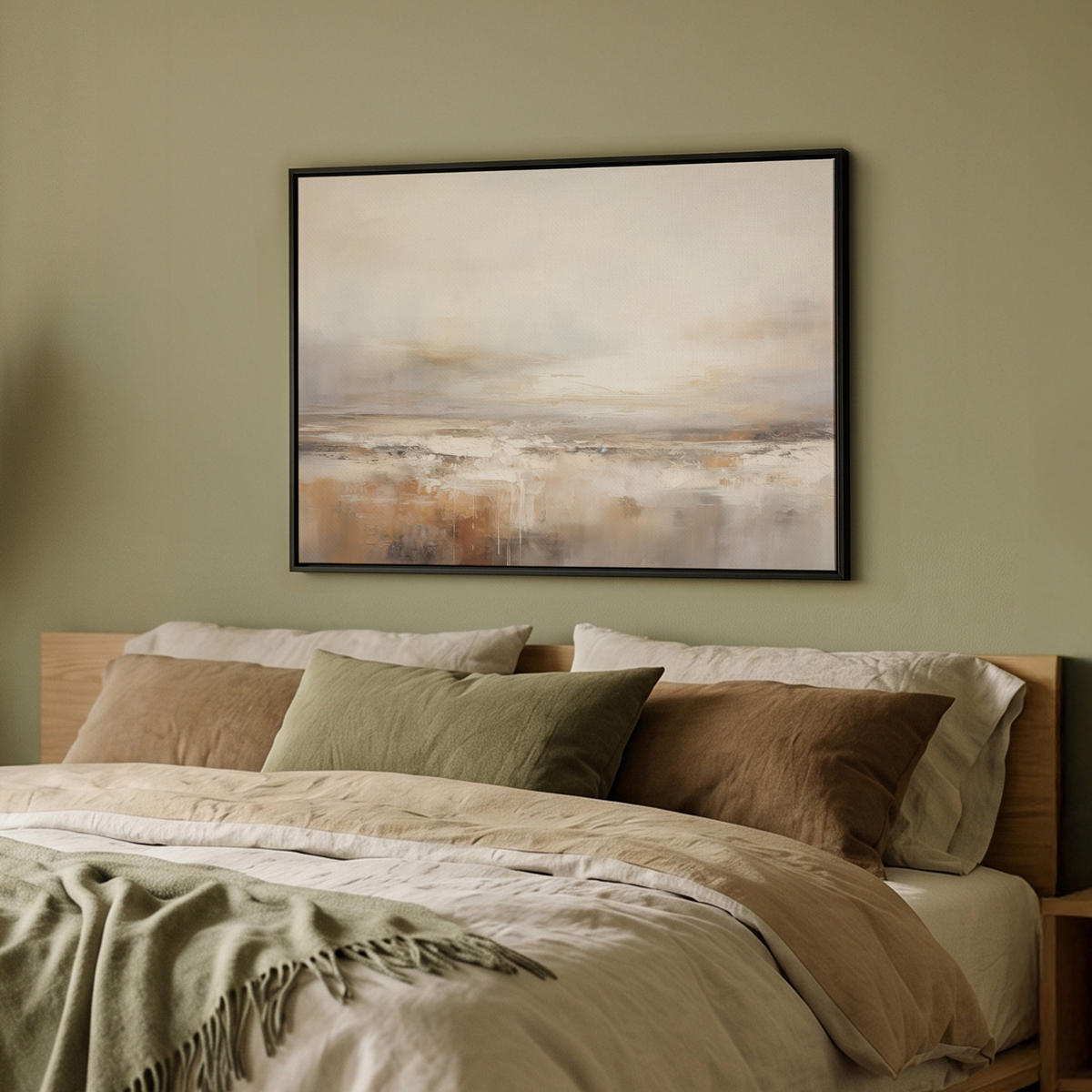 LEINWAND Bilder mit Rahmen - Kunst - Industriell - Grau - Braun - Abstrakt - 80x60 - Sandfarben, Textil (80/60cm) - MuchoWow