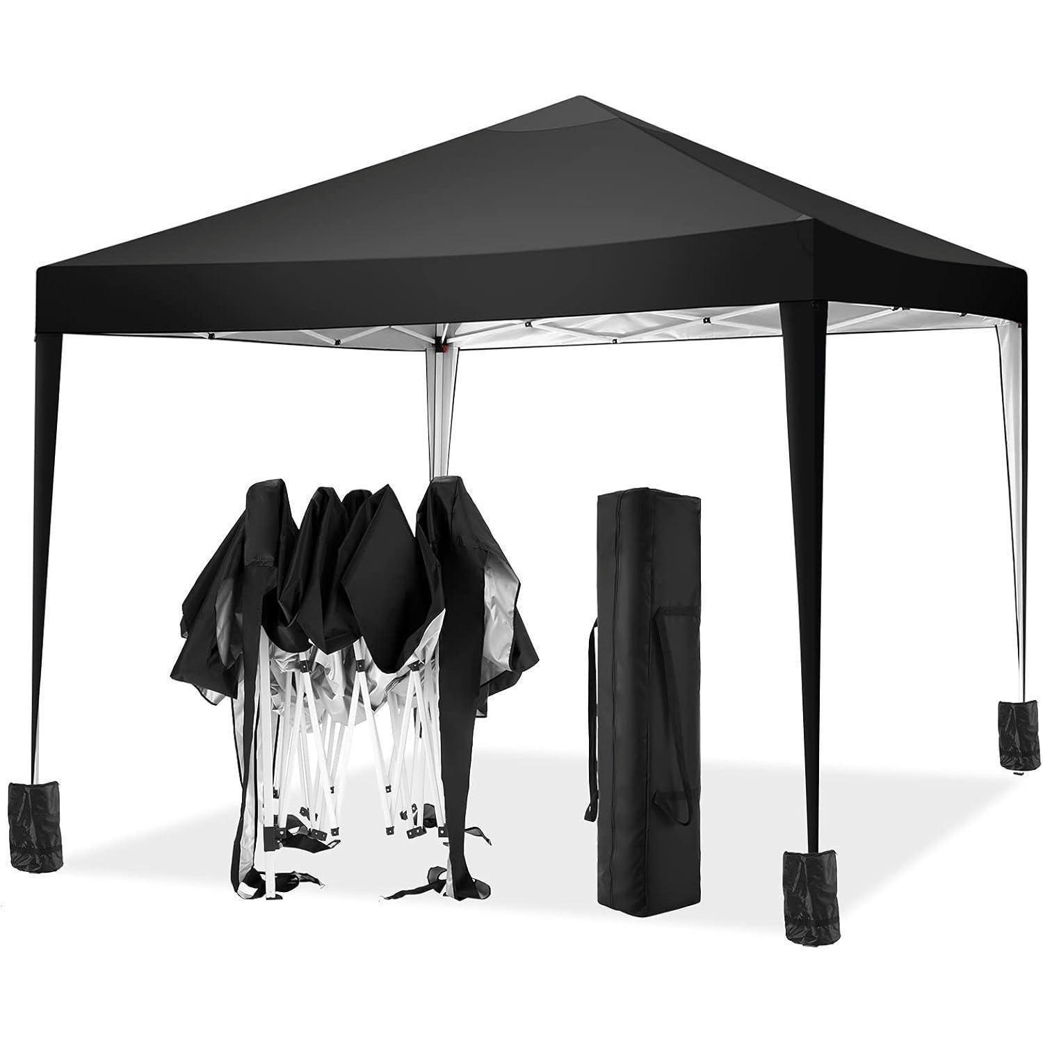 FALTPAVILLON 3 x 3 m Schwarz Wasserdicht Höhenverstellbar - Schwarz, Textil (299.7/259.1/299.7cm)