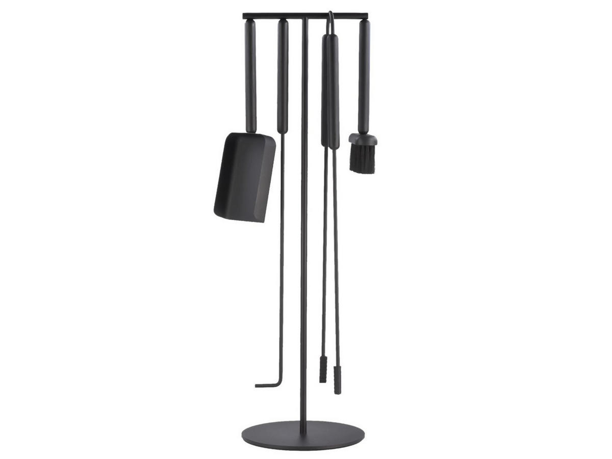 KAMINGARNITUR Ashi 5tlg schwarz Kaminbesteck Set - Schwarz, Metall (22/75/22cm) - Blomus