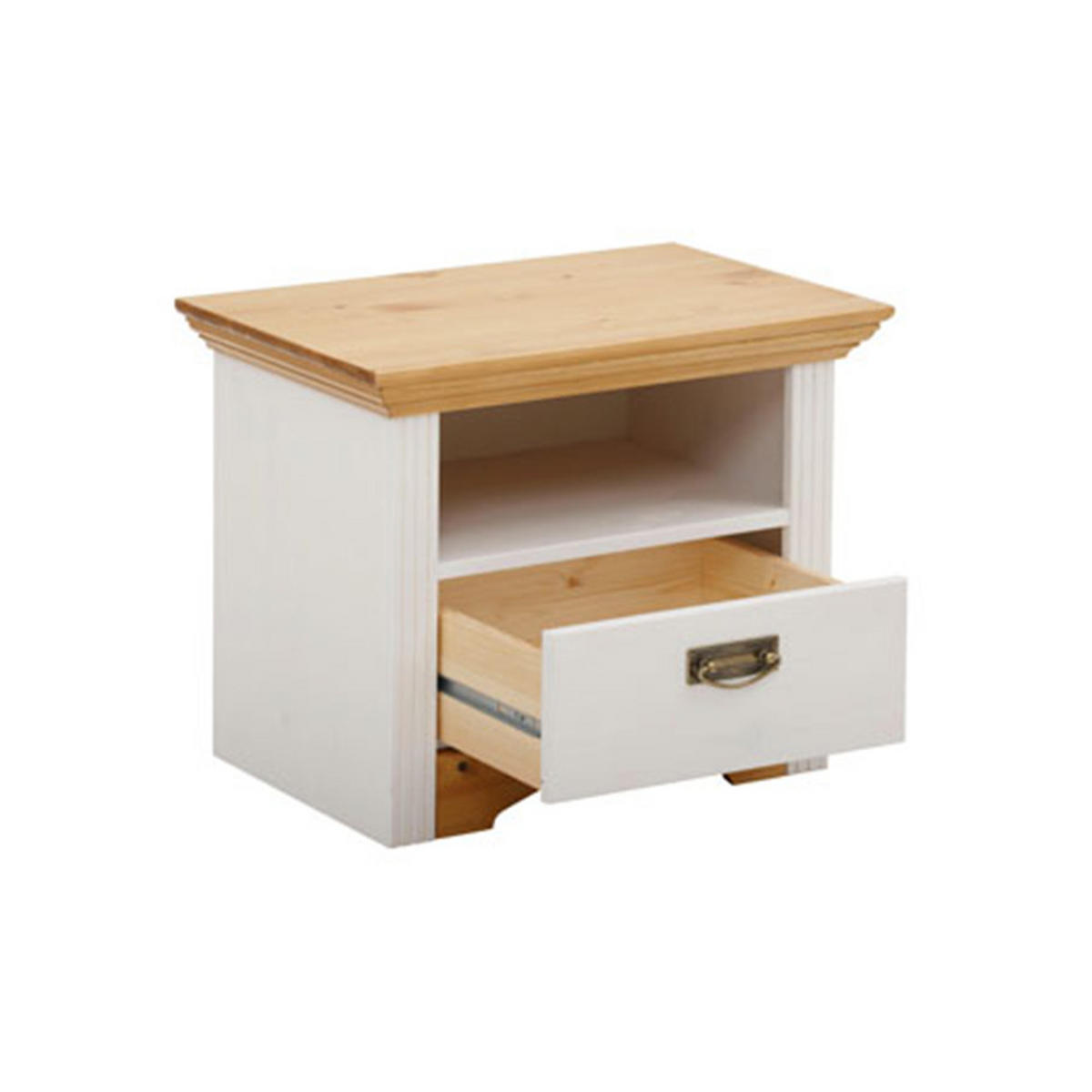 NACHTKONSOLE Konrad weiß / honigfarben 56 / 39 / 45cm - Weiß/Pinienfarben, Holz/Holzwerkstoff (56/45/39cm) - Feldmann-Wohnen