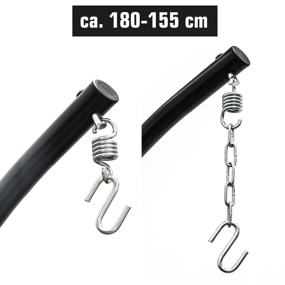XL-HÄNGESESSEL-GESTELL bis 150kg, 215cm, Schwarz - Schwarz, Metall (125/110/210cm) - Amanka
