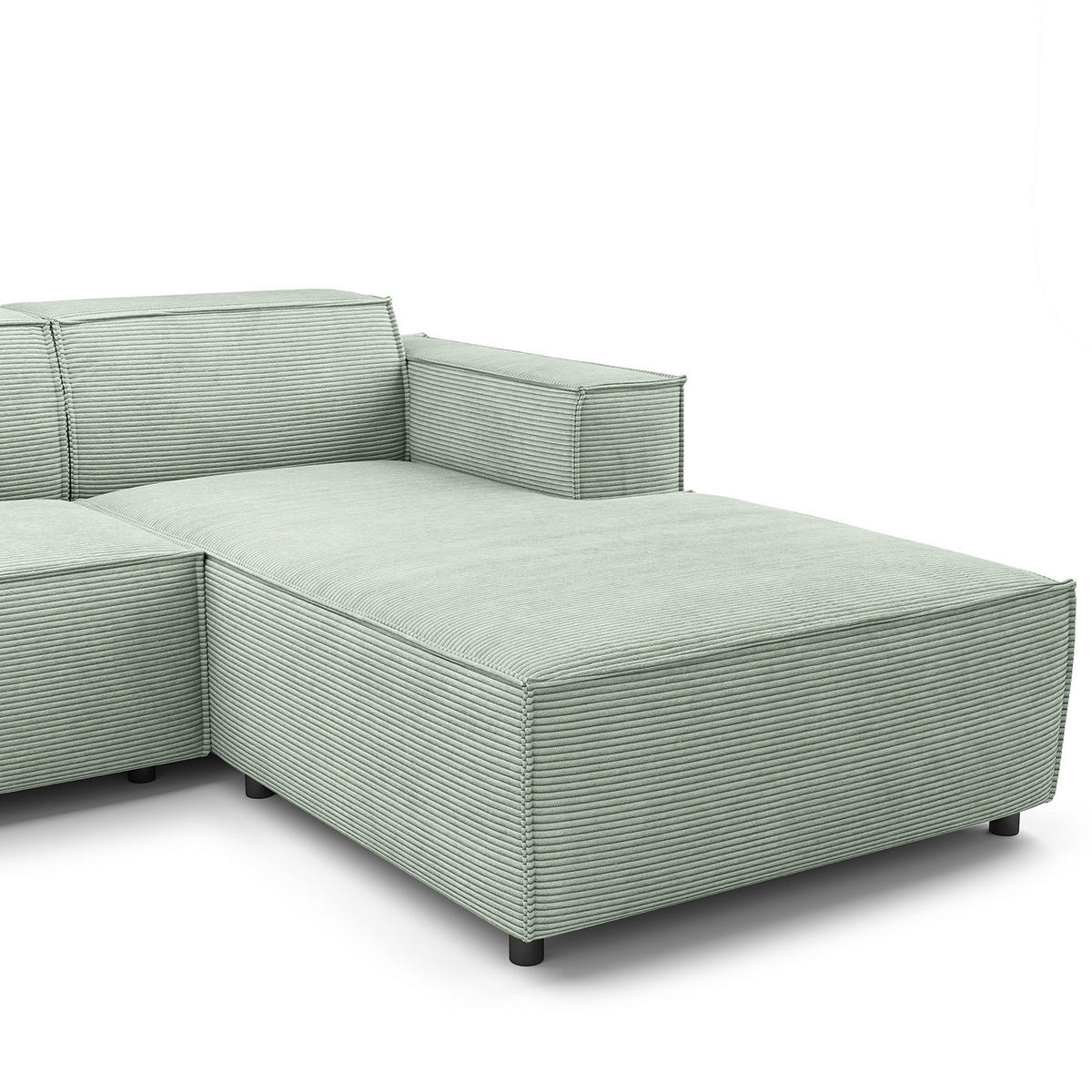 WOHNLANDSCHAFT mit Longchair & Ottomane - Schwarz/Mintgrün, Kunststoff/Textil (369/70/234cm) - home24