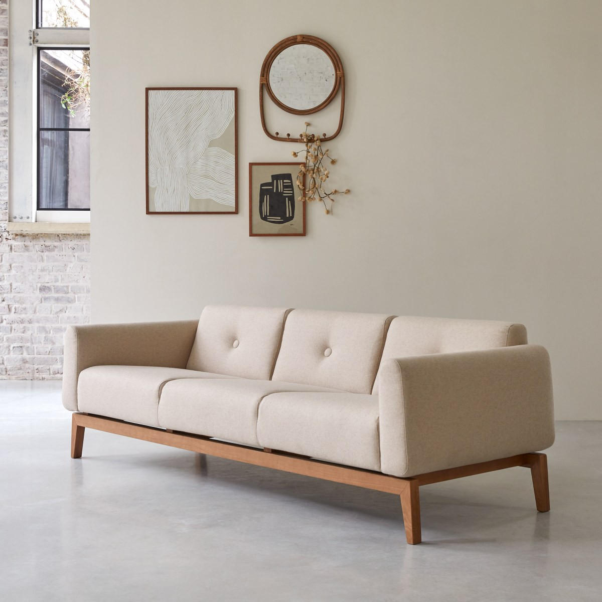 SOFA Bjorn Beige aus Stoff - Beige, Textil (220/69/82cm) - Tikamoon
