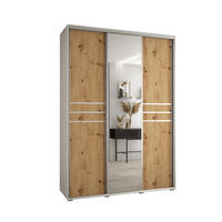 SCHWEBETÜRENSCHRANK 235,2/180/60 3-türig - Silberfarben/Eiche Artisan, Holz/Metall (180/235/60cm) - Abiks Möbel