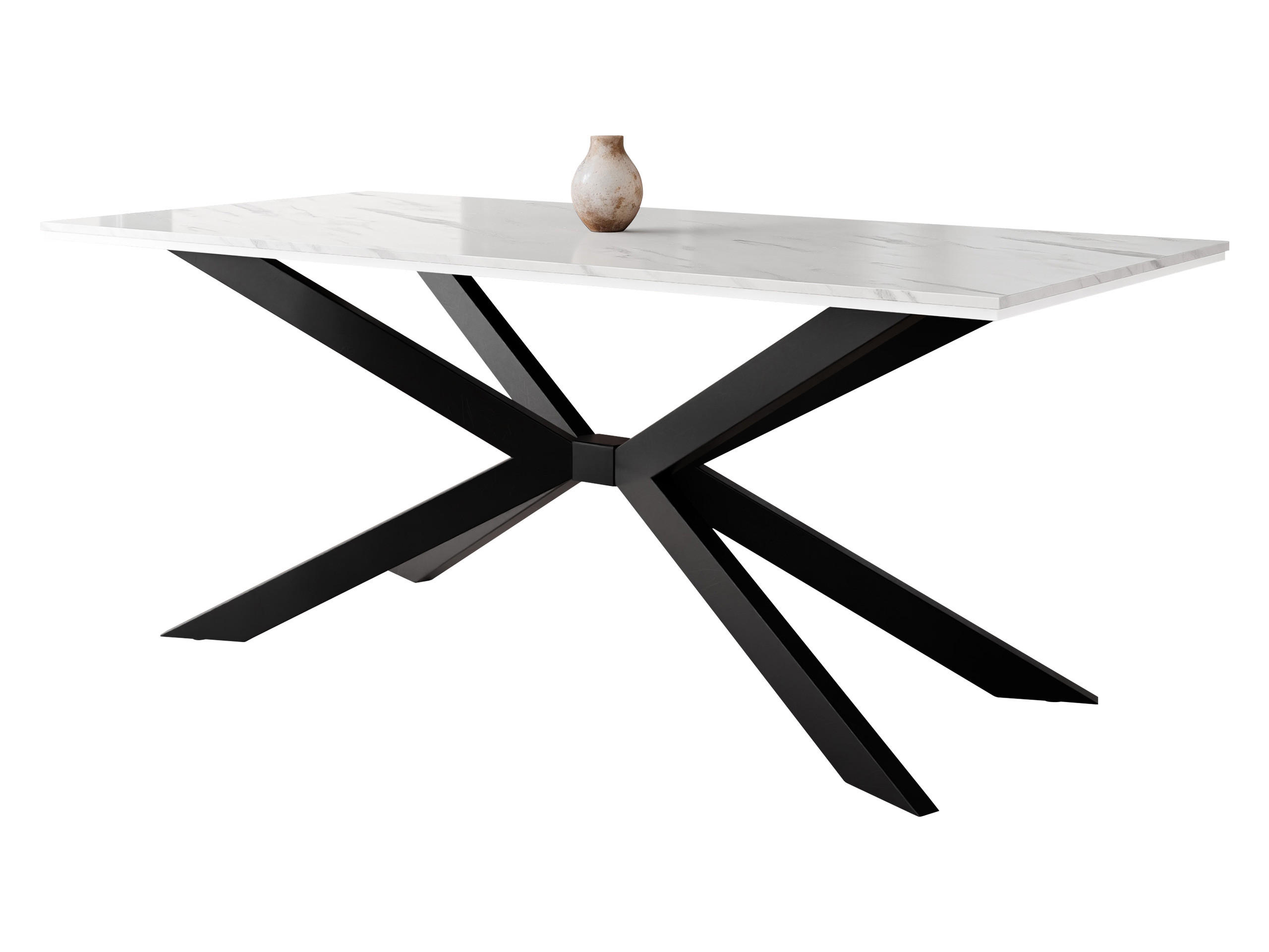 ESSTISCH Flora - Schwarz/Weiß, Holzwerkstoff/Metall (90/190/74cm) - MIRJAN24