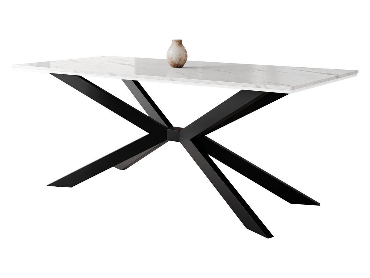 ESSTISCH Flora - Schwarz/Weiß, Holzwerkstoff/Metall (90/190/74cm) - MIRJAN24