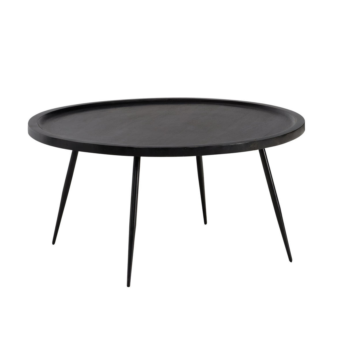 COUCHTISCH in Schwarz aus Metall und massivem Mangoholz mit natürlicher Maserung, 75x75x38 cm - Schwarz, Holz/Metall (75/75/38cm) - KADIMA DESIGN