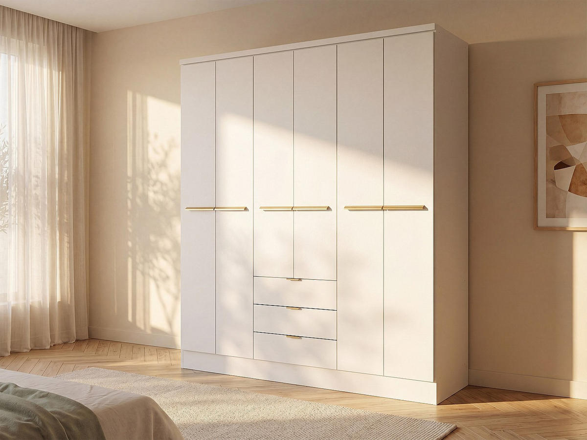 KLEIDERSCHRANK - 180 cm x 46.5 cm - holz - weiß Peroli - Weiß, Holz (180/206/46.5cm) - Vente-Unique
