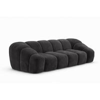 SOFA 3-Sitzer modular, Veloursstoff Bluvel, Schwarz, CROISSANT - Schwarz, Holz (240/72/115cm) - Kaiser Möbel