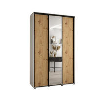 SCHWEBETÜRENSCHRANK 235,2/150/60 3-türig - Schwarz/Eiche Artisan, Holz/Metall (150/235/60cm) - Abiks Möbel