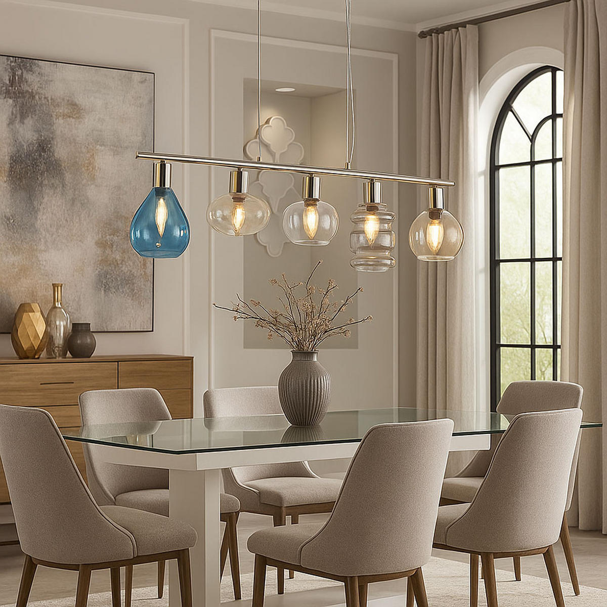 HÄNGELEUCHTE Pesaro Silber Bunt - Multicolor, Glas (13/80/150cm) - Nowa