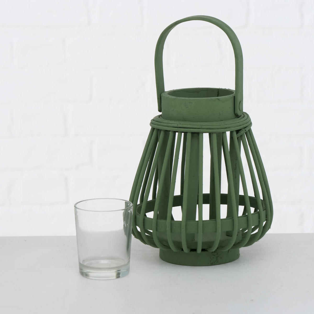 LATERNE Bambus Ilvie 14/14/16 cm - Grün, Naturmaterialien (14/16/14cm) - Boltze Home