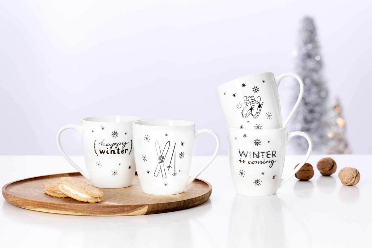 HENKELBECHER Happy Winter weiß 360 ml 6er Set - Weiß, Keramik (0.36L) - Ritzenhoff Breker