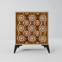 SIDEBOARD BROWN EYES, Eichefarben, 57,5x42x70,5 cm, Schwarze Metall-Sternfüße - Eichefarben/Multicolor, Holzwerkstoff/Metall (57.5/70.5/42cm) - SpaceRebels