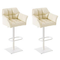 BARHOCKER 2er Set Damaskus Kunstleder weiß creme - Naturfarben/Weiß, Textil/Metall (64/110/48cm) - TPFLiving