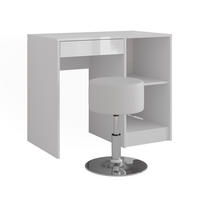 SCHMINKTISCH Sherry Weiß/Weiß Hochglanz 89.8 cm mit Hocker - Weiß Hochglanz, Holzwerkstoff (89.8/76/50.1cm) - Vicco