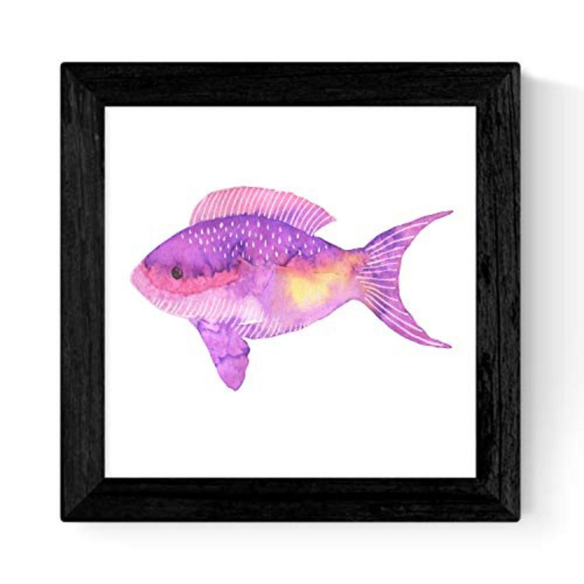 POSTER Set mit 4 Meerestieren 25x25 cm Schwarzer Rahmen - Schwarz, Papier (25/3cm) - Nacnic