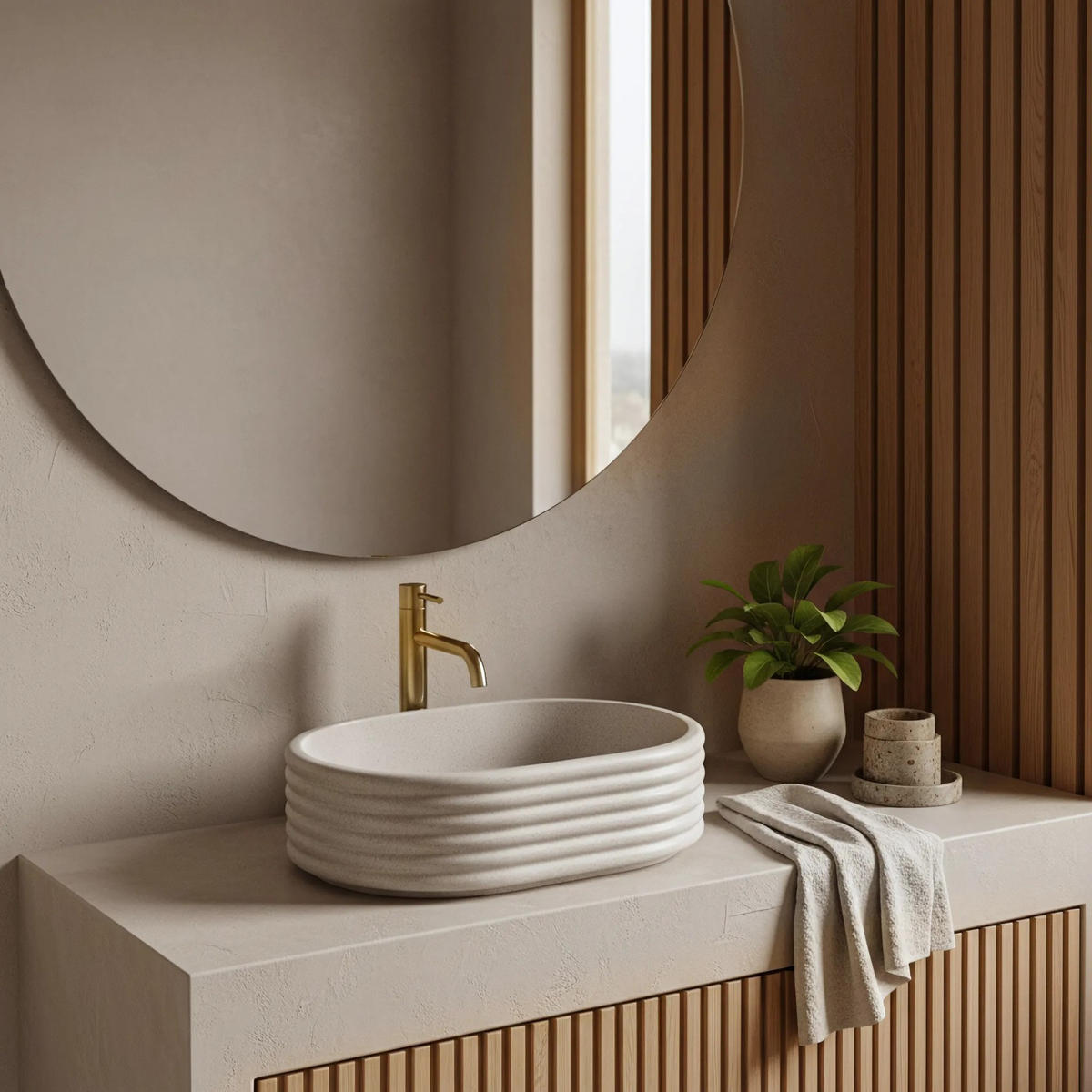 AUFSATZWASCHBECKEN Rea Nicoletta Beige - Beige, Keramik (36/14/50cm) - REA