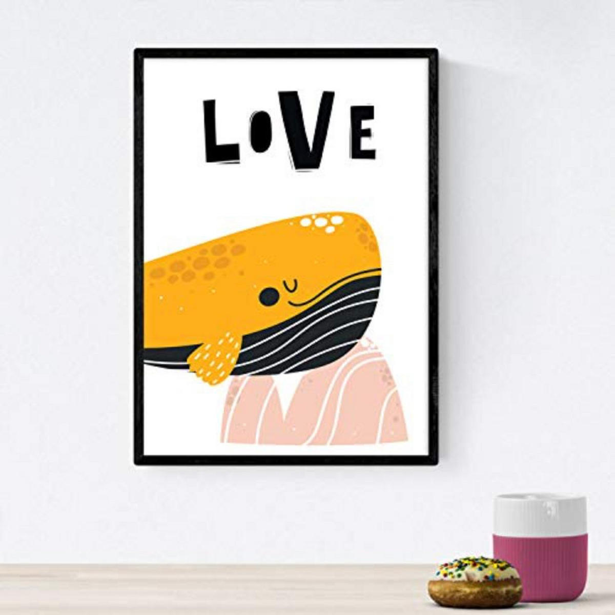 POSTER Set mit 4 Orange und graue rosa Farbwale mit positiven Nachrichten A4 Rahmenlos - Klar, Papier (29.7/3cm) - Nacnic