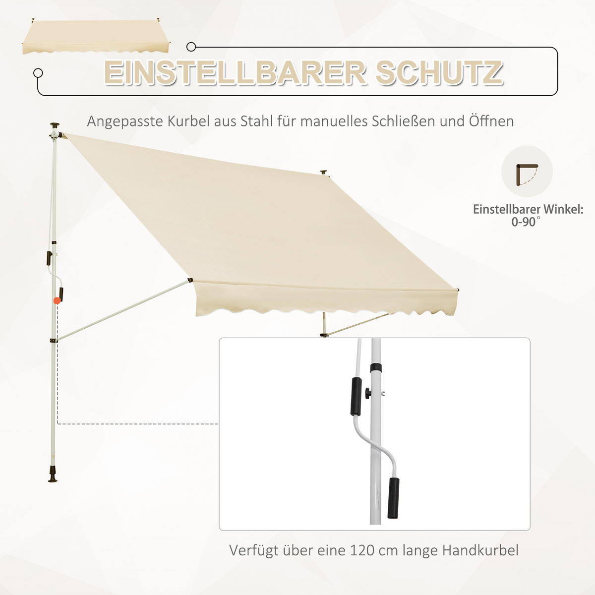 MARKISE, Blau+Weiß, Aluminium, Stahl, Polyester - Beige, Metall (150/280/300cm) - Outsunny