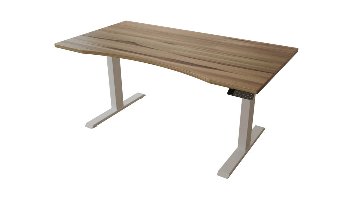 SCHREIBTISCH 150/80 elektrisch höhenverstellbar aus Kernbuche ergonomisch - Weiß - Weiß/Braun, Holz (80/150/72.5cm) - MeinMassivholz