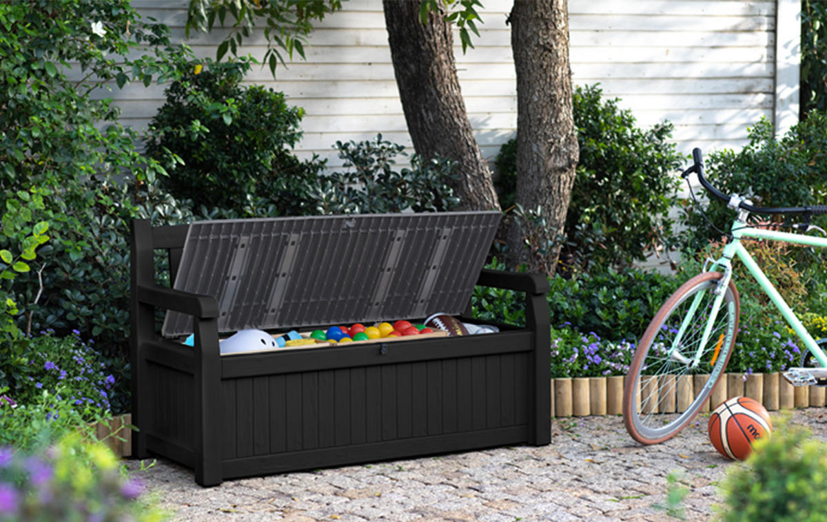 SITZBANK mit Stauraum Eden - Dunkelgrau, Kunststoff (60/84/140cm) - Keter
