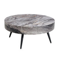 COUCHTISCH rund Ø 70 cm MDF Marmoroptik Grau Schwarz - Grau, Metall (70/70/35.5cm) - Meubliv