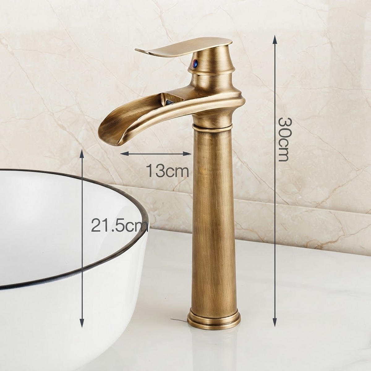 BADEZIMMERARMATUR, 30 x 18 cm, gold - Goldfarben, Metall (40/10/28cm) - Vallsero