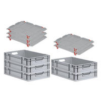 EUROBOX 5x Nextgen Economy Mit Auflagedeckel Grau/Rot Griffe Offen 23 Liter - Rot, Kunststoff (40/12/60cm) - PROREGAL