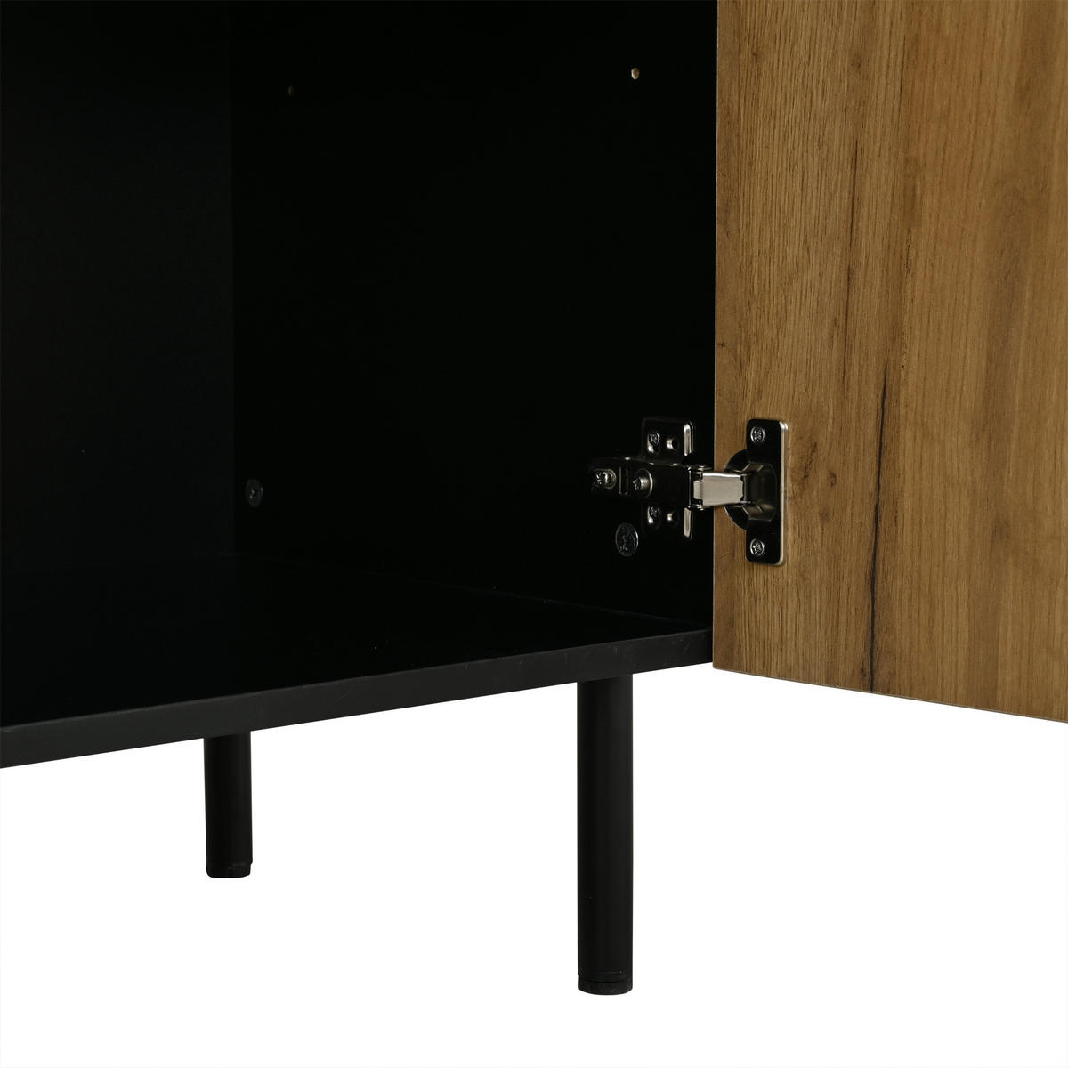 SIDEBOARD in Holzfarbe Aufbewahrungsschrank mit 3 Schubladen für Wohnzimmer, B120/T40/H76 cm - Schwarz/Naturfarben, Holzwerkstoff/Metall (120/76/40cm) - STILVORA