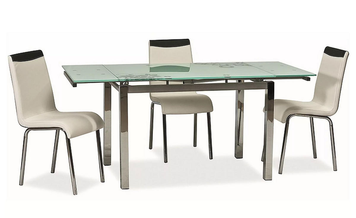 ESSTISCH ausziehbar weiß / silbergrau 110-170cm / 74cm / 75cm - Silberfarben/Weiß, Glas/Holz (74/110/75cm) - Feldmann-Wohnen