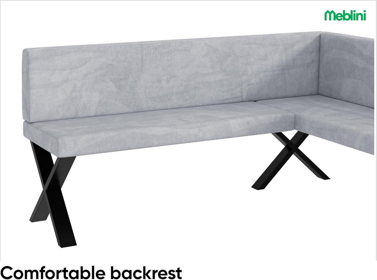 ECKBANK TONI_X - Hellgrau, Textil (128/168cm) - Meblini