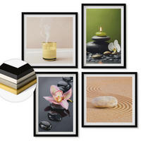 WANDBILDER 4er-Set - 50x50 cm & 40x60 cm Schwarzer Rahmen - Entspannende Zen-Steine für inneren Frieden - Schwarz, Kunststoff (50/50cm) - ArtPrintCave