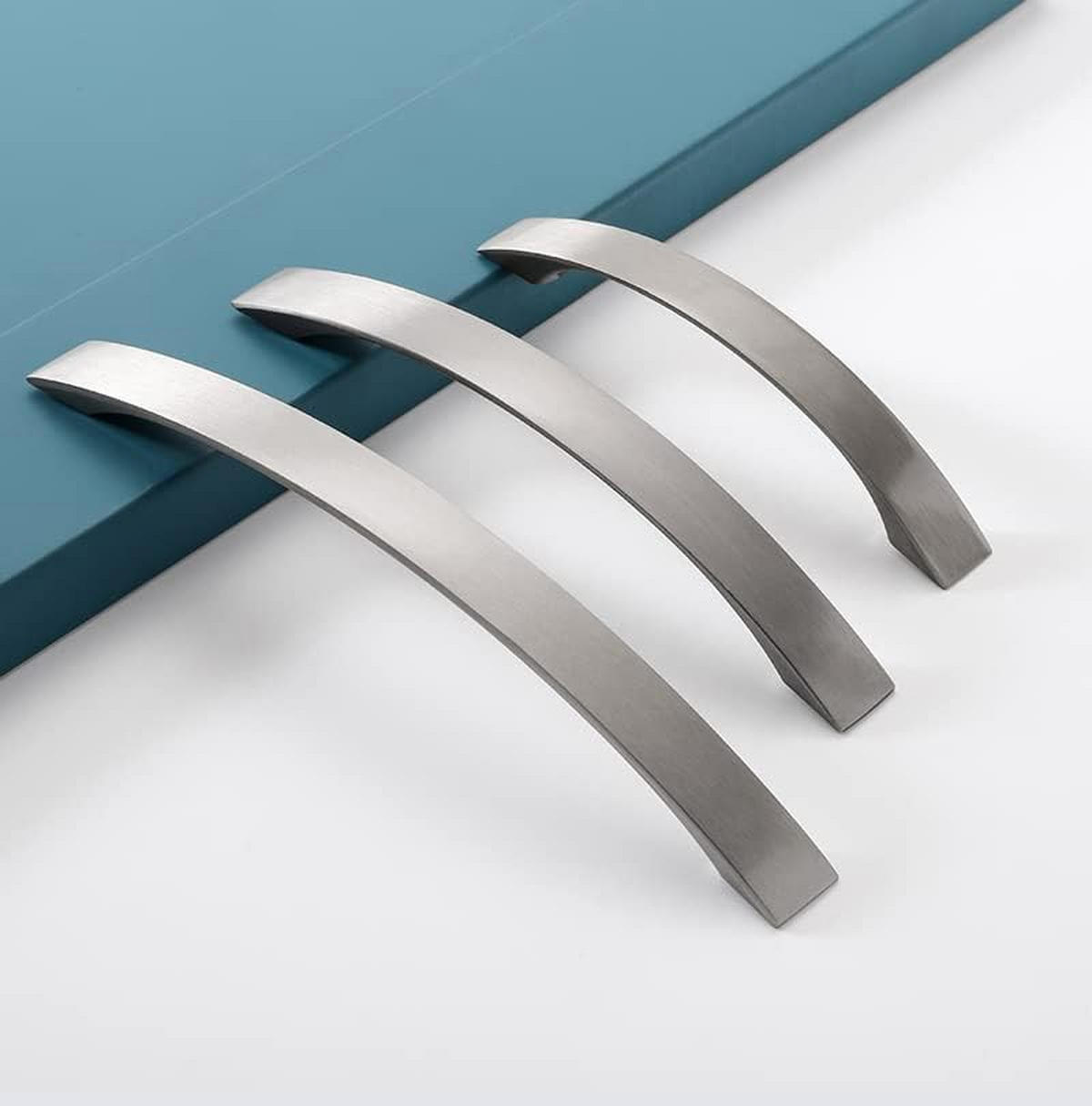 KÜCHENGRIFF Chrom 10er-Set Lochabstand 96 mm gebürstetes Nickel - Silberfarben, Metall (2/3/12.4cm)