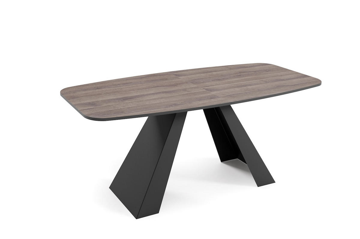 ESSTISCH Myron Sherman Eiche Anthrazit / Schwarz 180/220 / 90 / 76cm - Anthrazit/Schwarz, Holz/Holzwerkstoff (180/90/76cm) - Feldmann-Wohnen