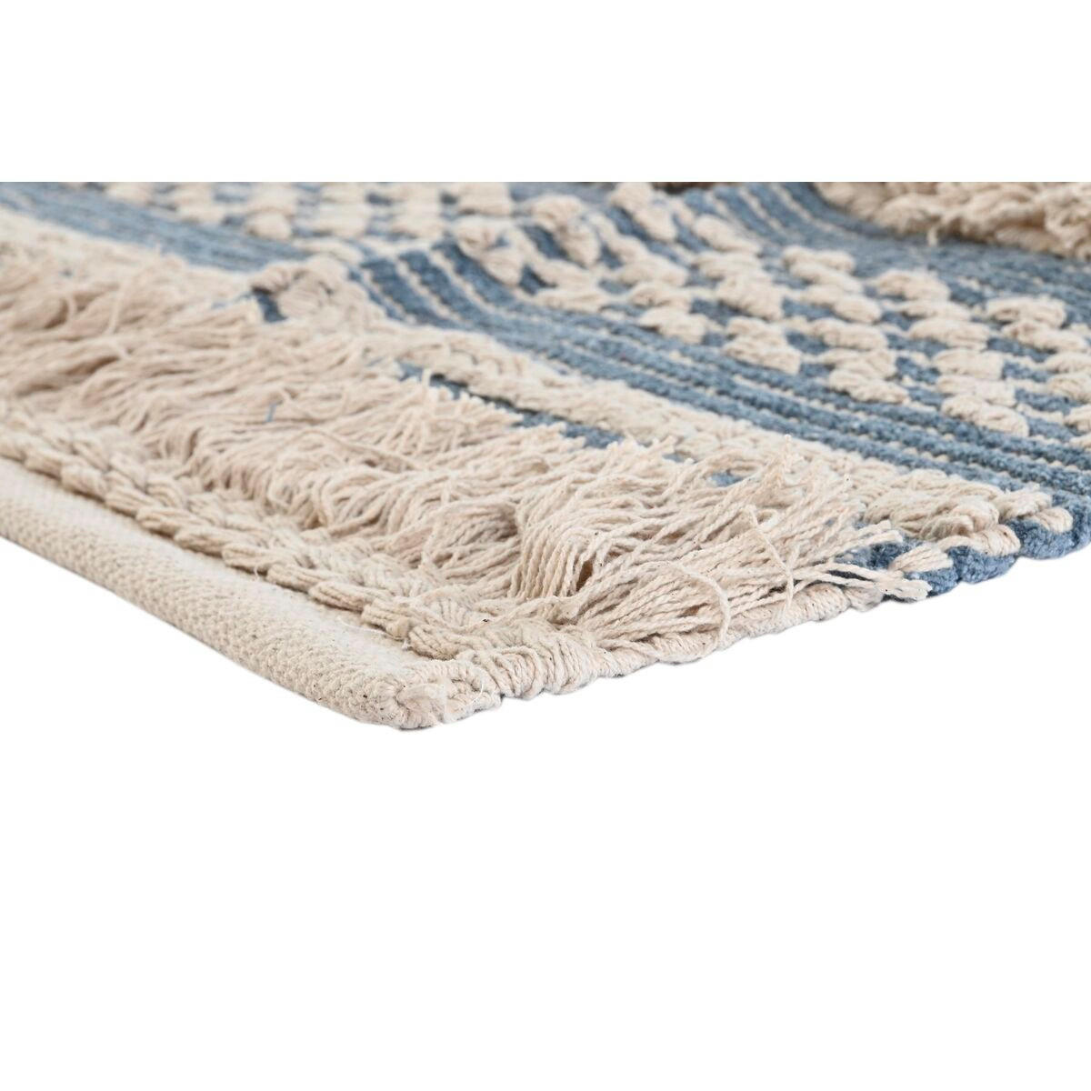 TEPPICH 230 x 160 x 2 cm Blau Baumwolle Weiß Boho - Weiß, Naturmaterialien (160/230cm) - DKD Home Decor