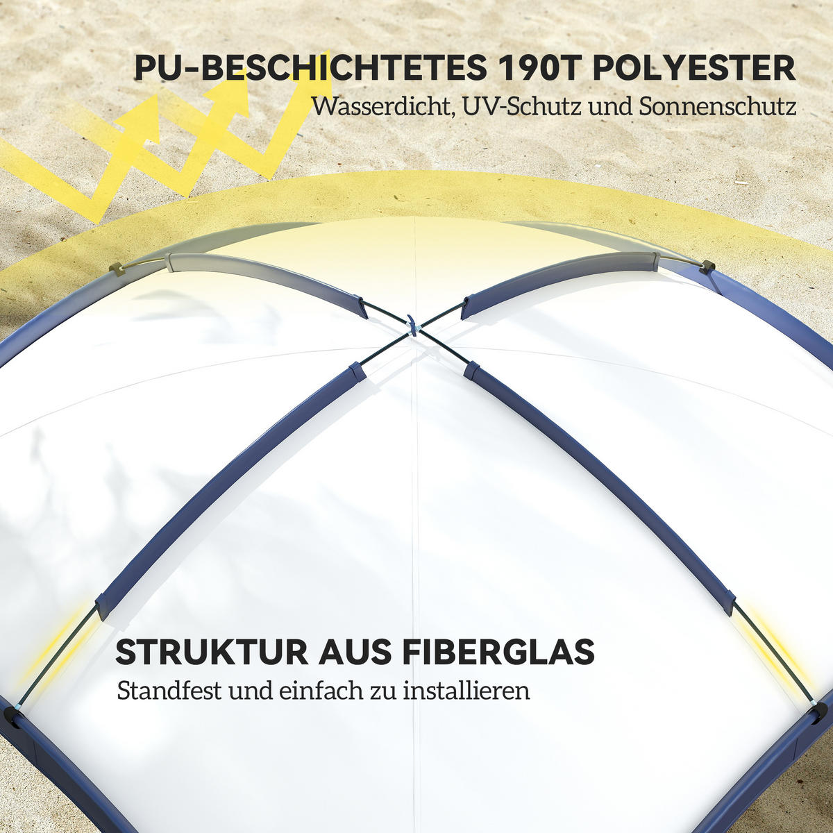 GARTENZELT Cremeweiß, Polyester, Glasfaser - Creme, Kunststoff (350/350cm) - Outsunny