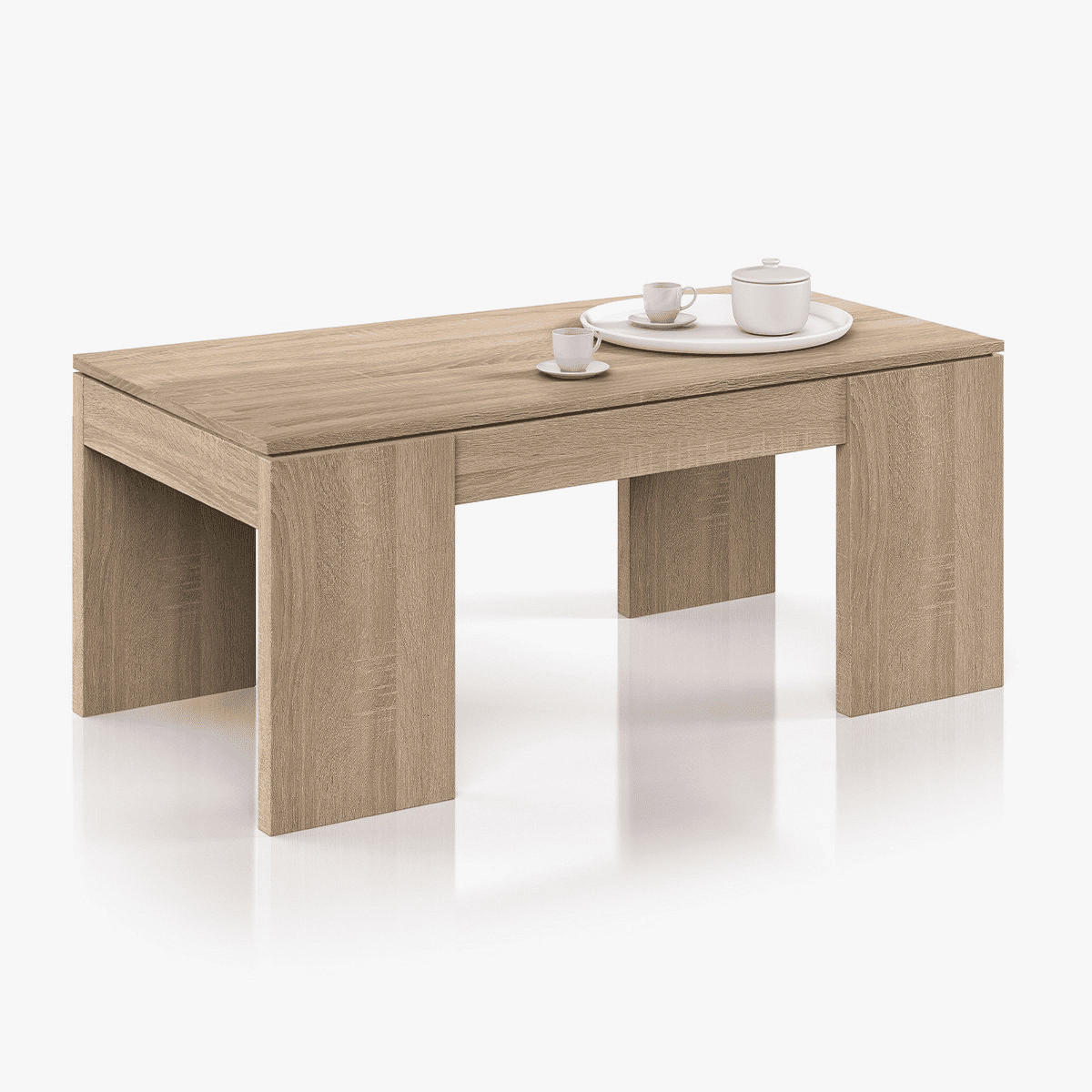 COUCHTISCH mit hochklappbarer Platte L100 cm - Kendra - Eiche Artisan, Holzwerkstoff (100/50/43cm) - Calicosy