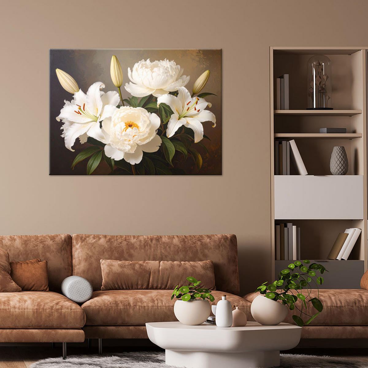 LEINWANDBILD Blumen 90x60cm - Braun, Textil (90/60cm) - Feeby