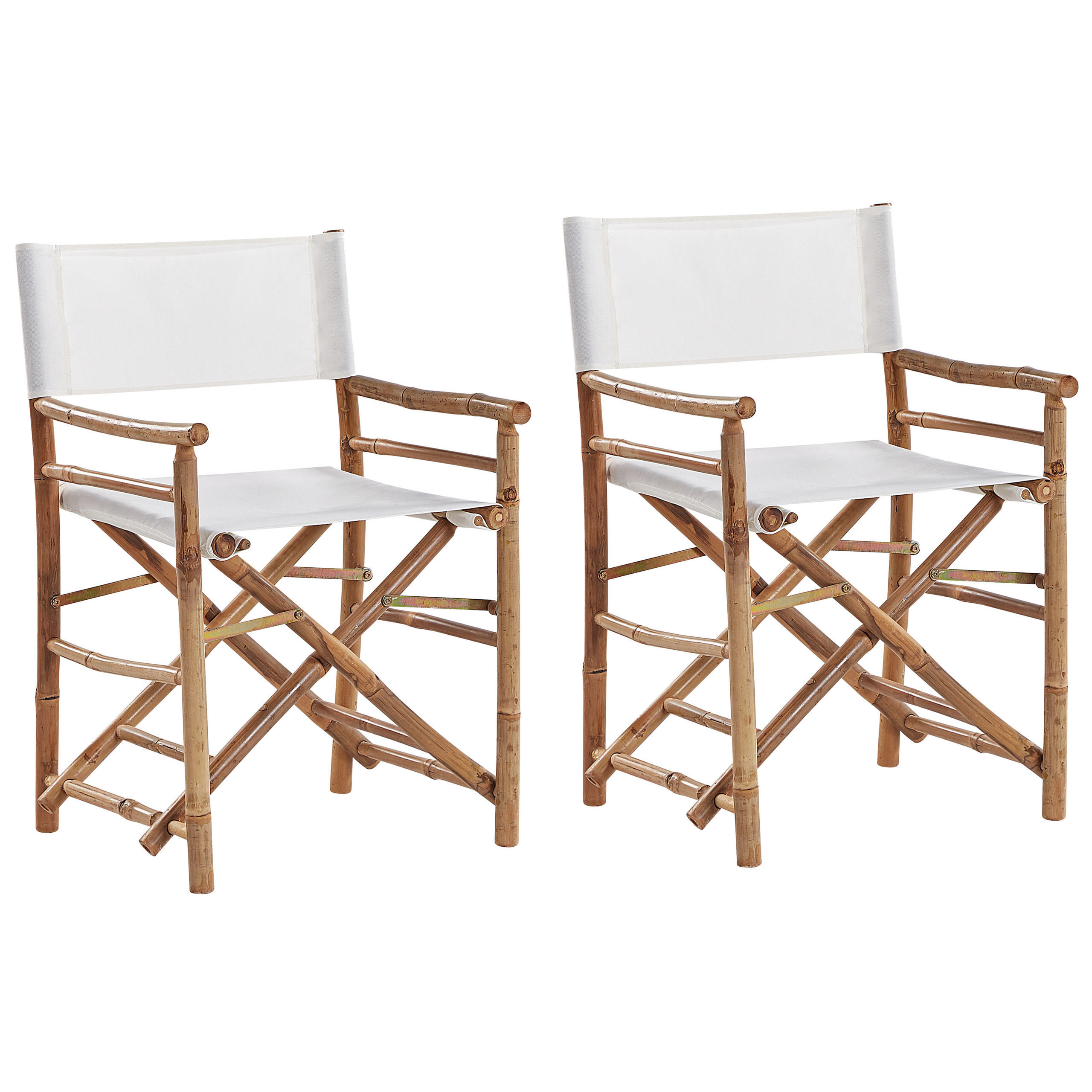 GARTENSTUHL 2er-Set Massivholz cremeweiß Molise - Hellbraun, Holz (58/86/45cm) - Beliani