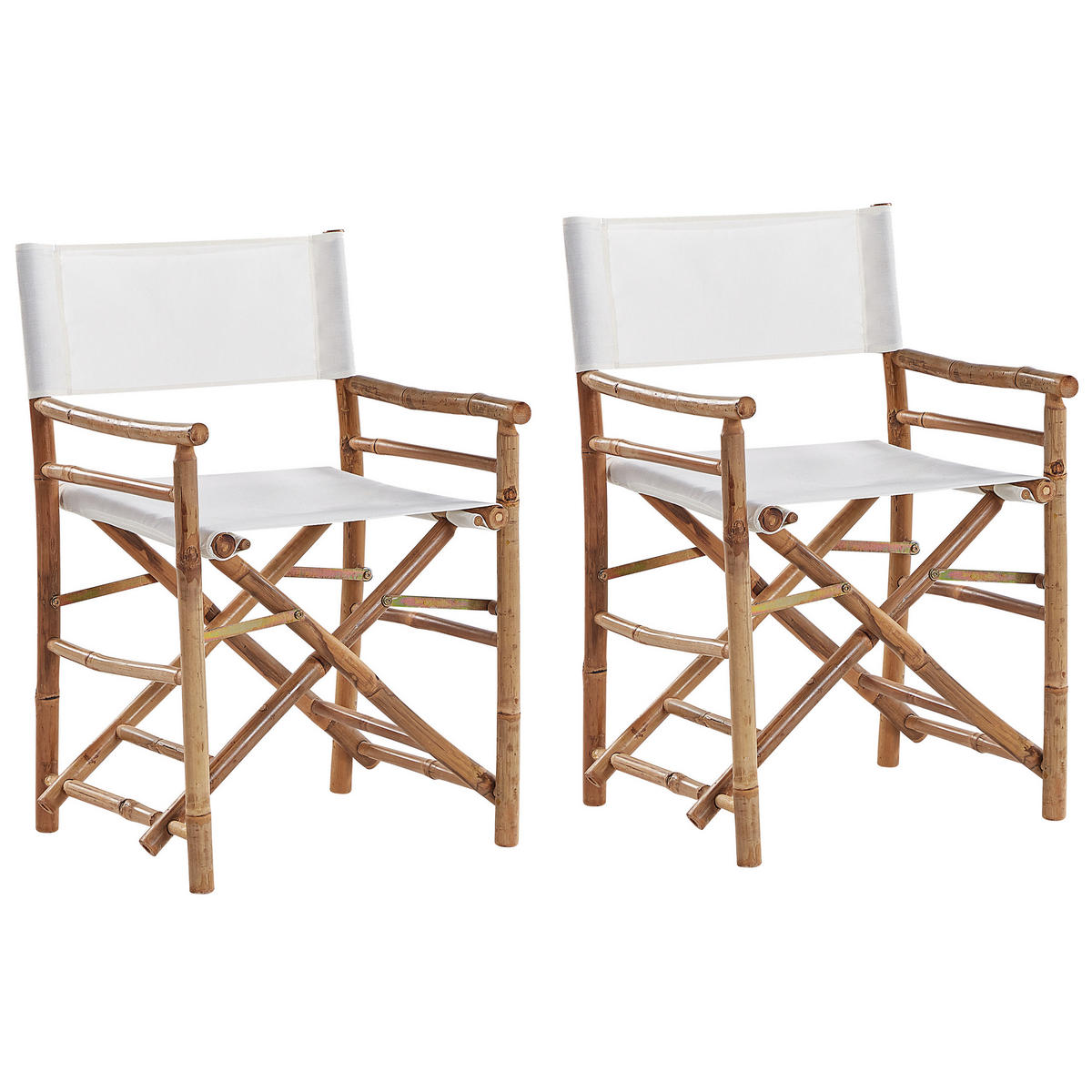 GARTENSTUHL 2er-Set Massivholz cremeweiß Molise - Hellbraun, Holz (58/86/45cm) - Beliani
