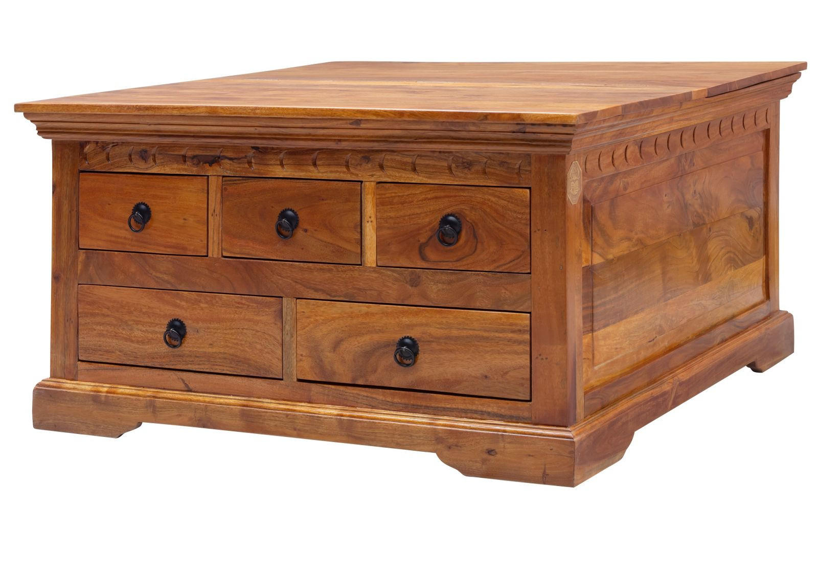 COUCHTISCH Akazie 90x90x50 honig lackiert OXFORD #0320 - Braun, Holz (90/90/50cm) - Massivmoebel24