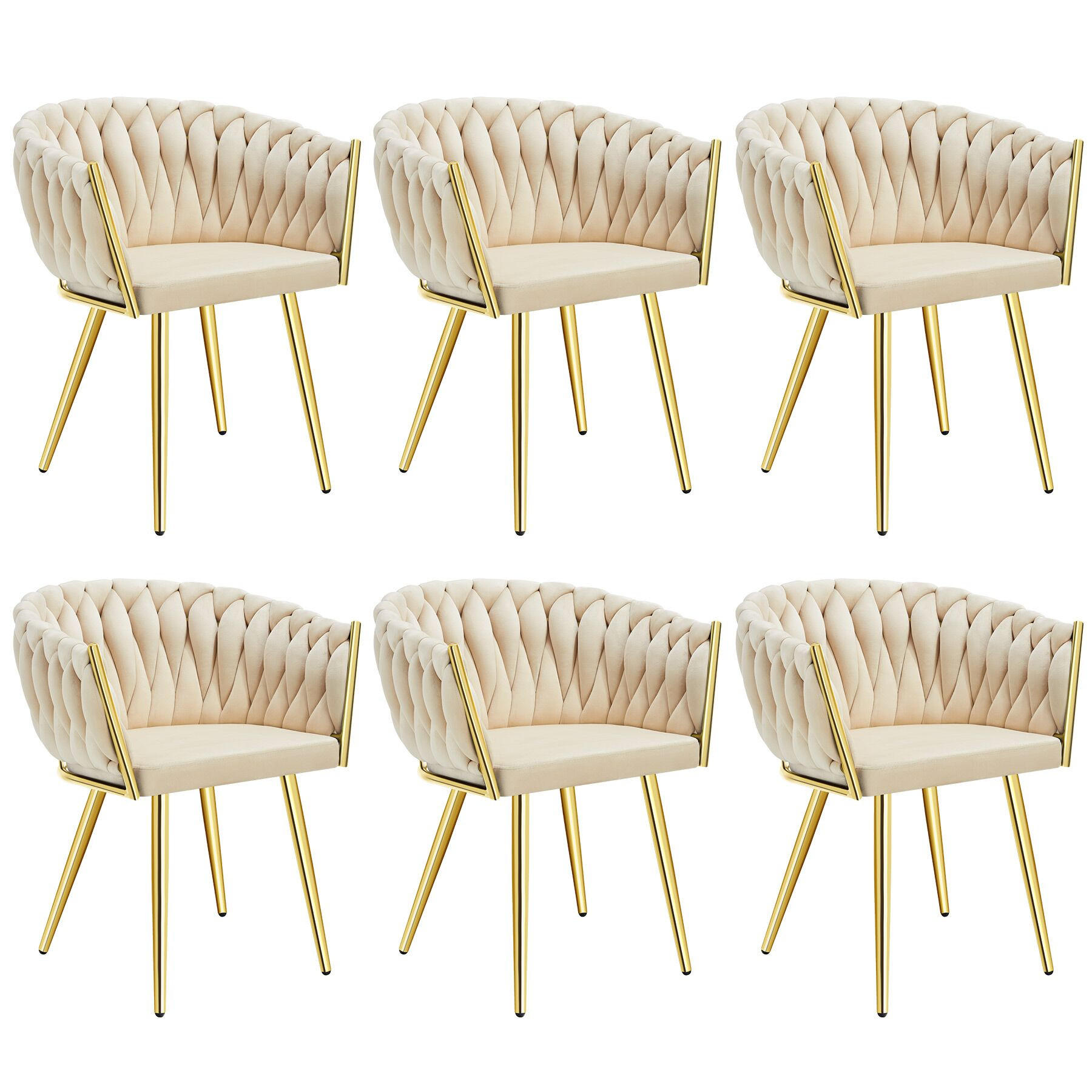 ESSZIMMERSTUHL 6er Set Astano,60,5 x 55 x 75 cm,sandfarben/gold - Sandfarben/Goldfarben, Textil (60.5/75/55cm) - tectake