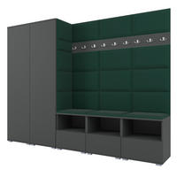 GARDEROBE NELA VII 250 cm (Modulare Flurmöbel XL Graphit mit Sitzpolster Flaschengrün 28 2 Schränke) - Dunkelgrün/Silberfarben, Holz/Holzwerkstoff (250/187/40cm) - Ravio