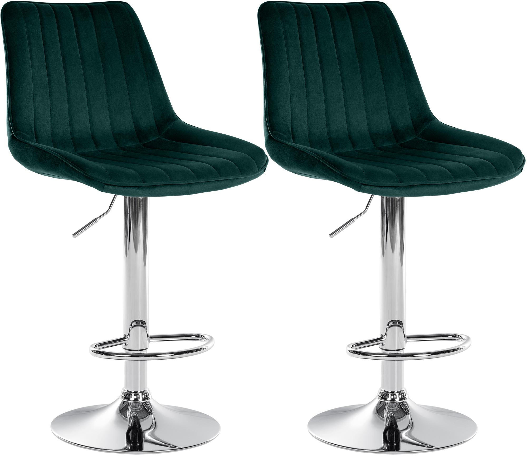 BARHOCKER 2er Set Samt grün - Chromfarben/Grün, Textil/Metall (49.5/91/50cm) - CLP