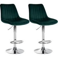 BARHOCKER 2er Set Samt grün - Chromfarben/Grün, Textil/Metall (49.5/91/50cm) - CLP