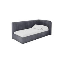 EINZELLBETT Jugendbett mit Bettkasten, Links - AURY 100x200 Dunkelgrau - Dunkelgrau, Holzwerkstoff/Textil (100/200cm) - ALTDECOR